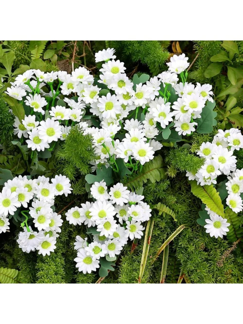 24 Bundles UV Resistant Artificial Daisy Flowers - Faux Mums for Home Garden